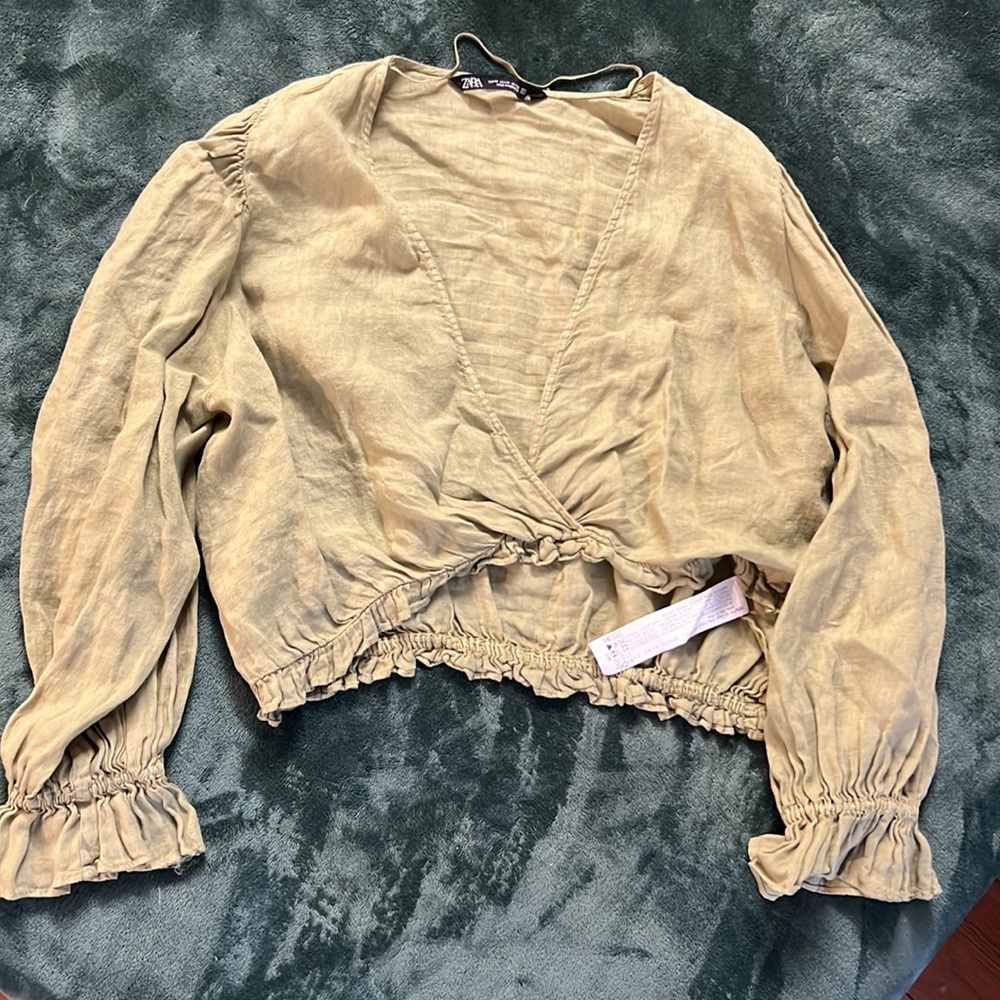 Zara cropped linen top